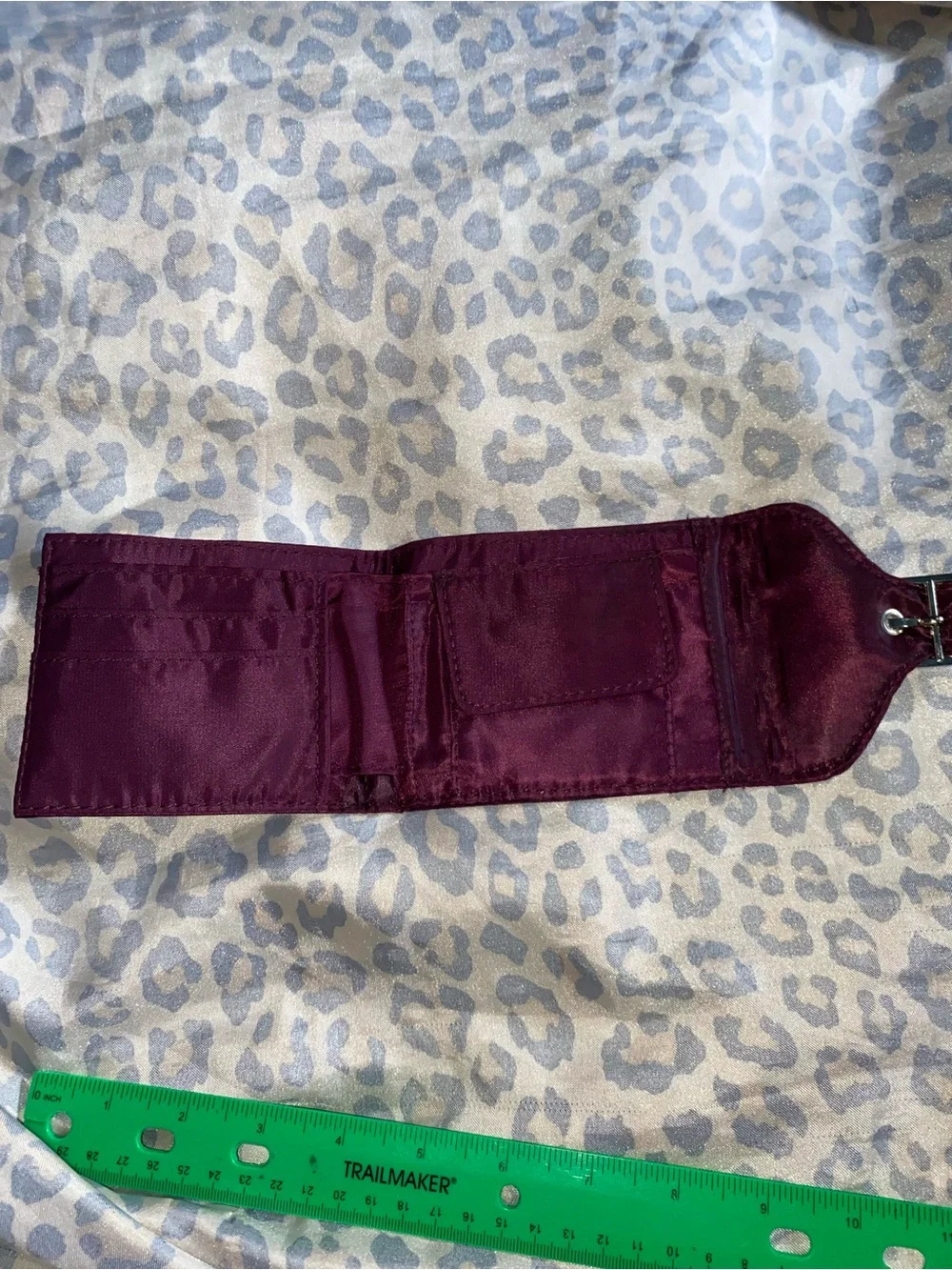 burgundy fabric fold wallet